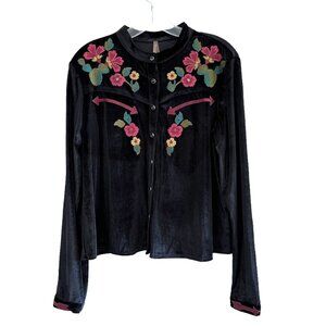 Stetson Embroidered Black Velour Shirt, Small